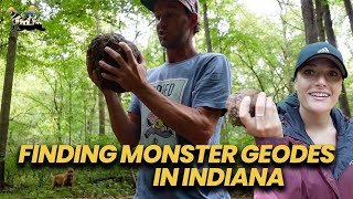 Geode hunting in Indiana! LOADED creek bed with HUGE crystal filled geodes!