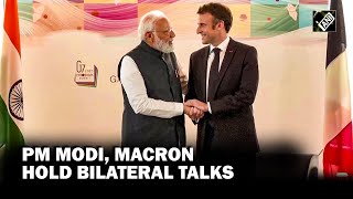 PM Modi holds bilateral talks with French Prez Macron on the sidelines of G7 Summit in Hiroshima