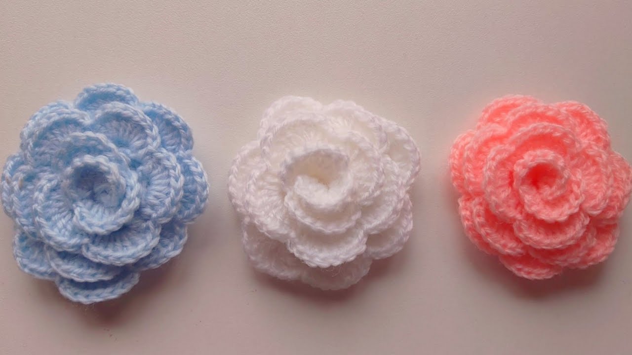 كروشيه وردة مجسمة سهلة وبسيطة في رمشة عين crochet rose flower