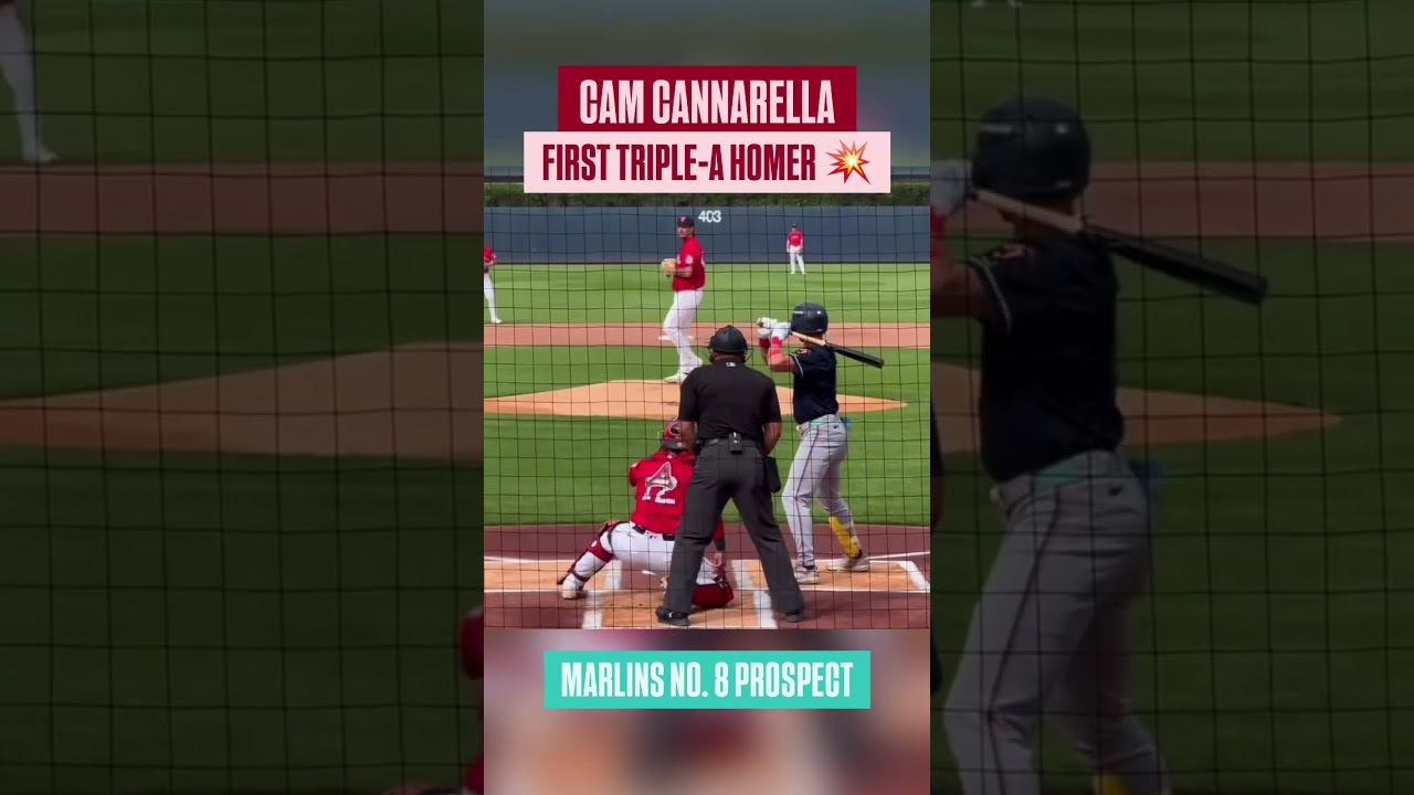 First pitch of the game 🤝 First Triple-A homer #baseball #marlins #mlbprospects