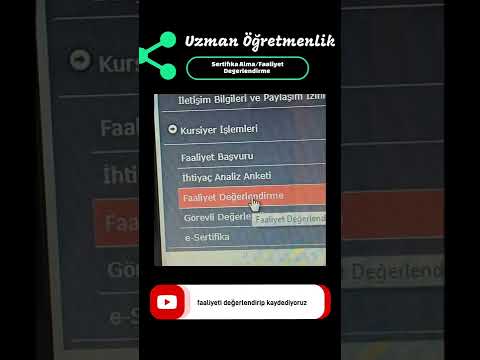 Uzman Öğretmenlik Faaliyet Değerlendirme/Sertifka Alma nasıl yapılır?