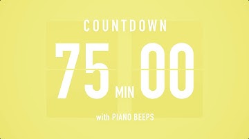 75 Minute Countdown Timer ⏳ Flip Clock with Piano Beeps 🎹🟡
