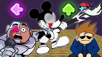 FNF Character Test | Gameplay Vs Animation | Cyborg Look A Birdie | Mickey Mouse | Chuckle Eddsworld