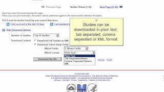 ClinicalTrials.gov: Downloading Search Results
