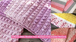 Make 4 Easy Bernat Baby Blanket Yarn Patterns Super Chunky Crochet PDF Tutorial