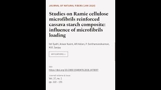 Studies on Ramie cellulose microfibrils reinforced cassava starch composite: influenc | RTCL.TV