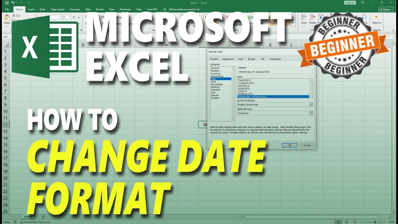 Microsoft Excel How To Change Date Format - YouTube