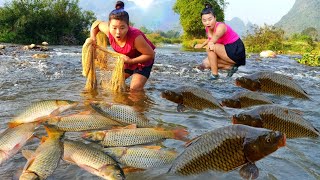 Catch fish/ Use fishing nets to catch many big fish and sell them to earn extra income