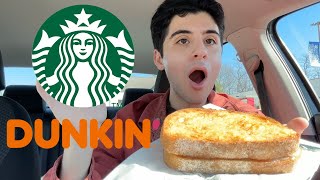 trying starbucks and dunkin food items