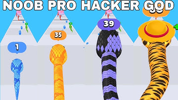 NOOB VS PRO VS HACKER VS GOD   in 3D Snake games: Run and Run