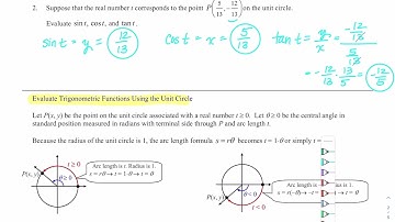 Section 4.2: Trig Functions Defined on Unit Circle