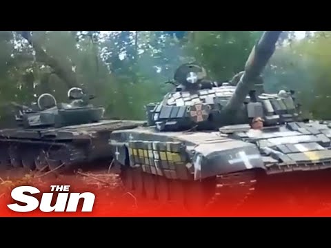 Watch as Russian tank commander takes out FIVE of his own men using turret  in blundering footage