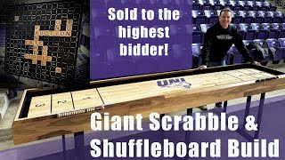 SHUFFLEBOARD INLAID WITH EPOXY & GIANT SCRABBLE BUILD FOR CHARITY AUCTION