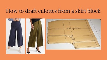 How to draft culottes pattern from a basic skirt block.