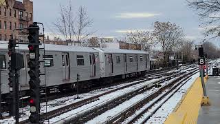 Manhattan bound R-46 arriving at Kings Highway Station, Brooklyn NY. January 9, 2022.