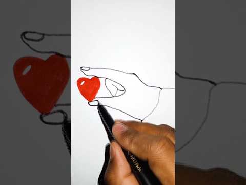 Heart hand art 🥰 #art #drawing #ytshorts #shorts