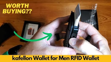 kafellon Portemonnee voor heren RFID-portemonnee met 2 ID-vensters en geldclip, slanke pop-uphoud...