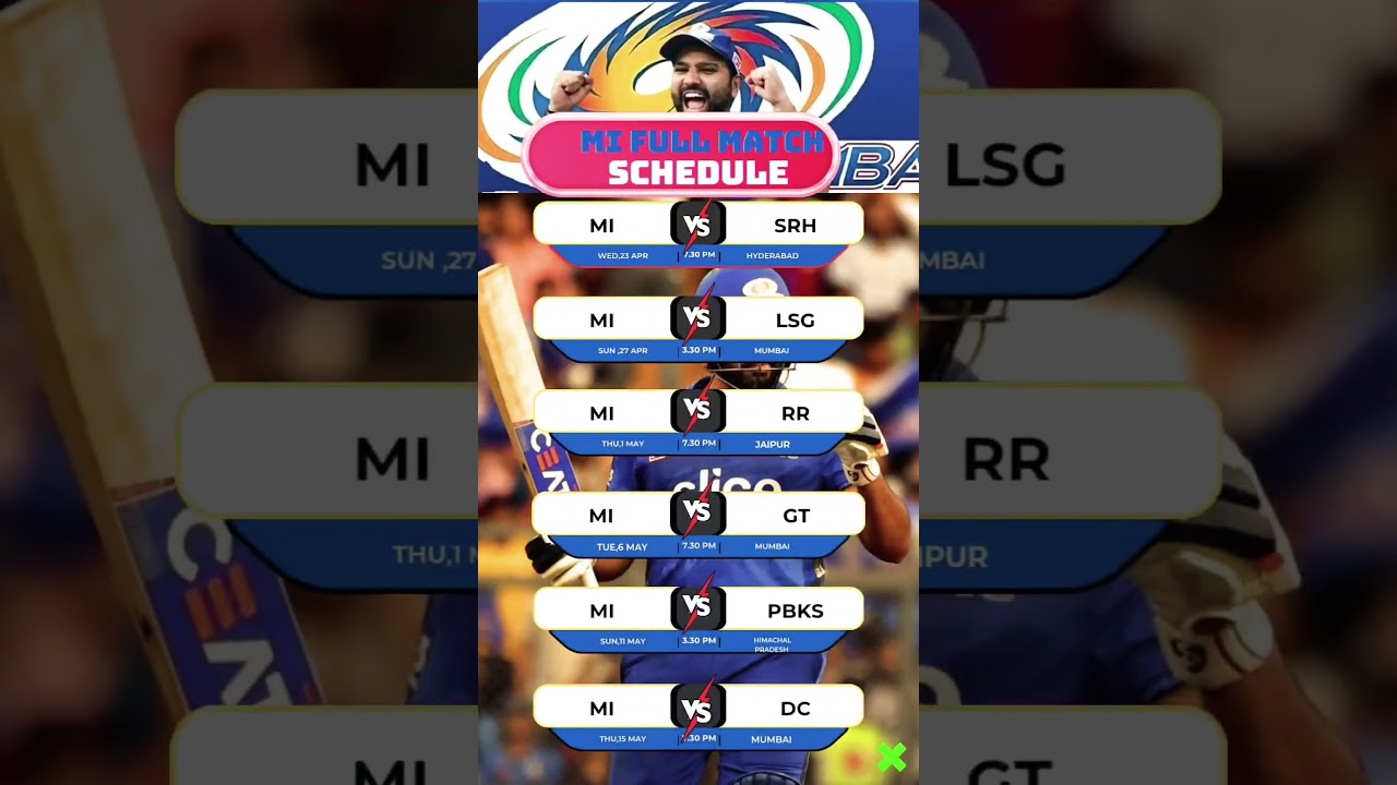 MI Full Upcoming Match Schedule 2025! 🔵🔥 | Mumbai Indians Fixtures 