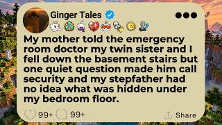 My mother told the emergency room doctor my twin sister and I fell down the basement...