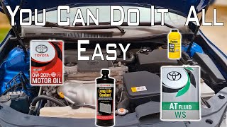 Changing Toyota Camry 2015 -2017 Engine OIL/Transmission Fluid/Brake fluid/Radiator coolant