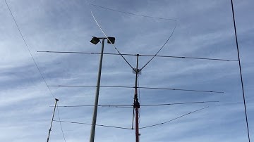 Ham radio delta loop up now on tower mast