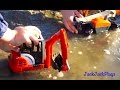 Bruder Trucks Excavator Telehandler Toy UNBOXING: Kids Playing with Toys in Mud