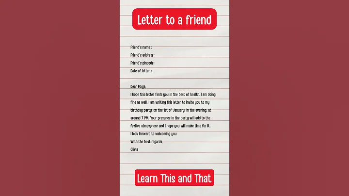 Write a letter to your friend inviting her to a birthday party. #shorts #letter #invitationletter