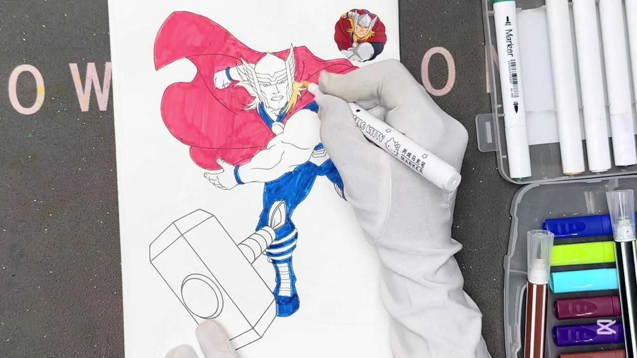 How to Color Thor ⚡ Step-by-Step Marvel Art for Kids ✨🎨