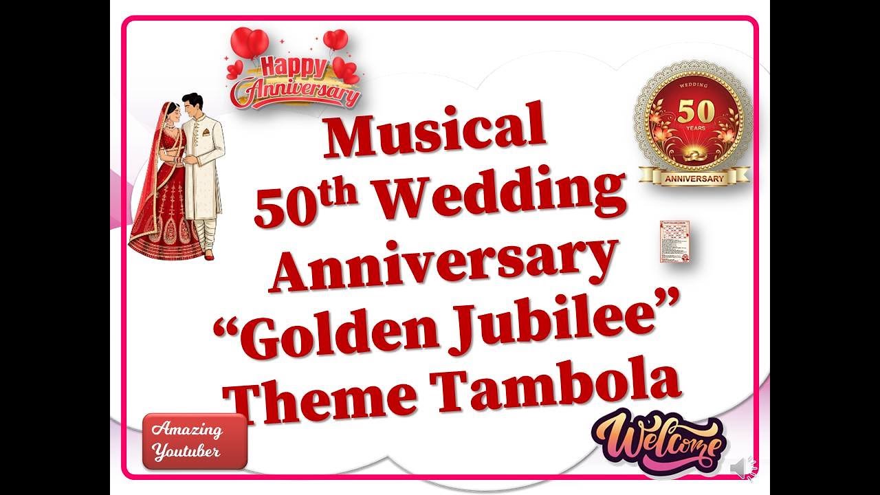 Musical 50th Wedding Anniversary Tambola Ticket | Songs Golden Jubilee Tambola | Wedding Tambola