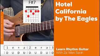 Learn to play rhythm guitar online:
https://www.libertyparkmusic.com/courses/rhythm-guitar-2/ hotel
california by the eagles is a classic song that has music...