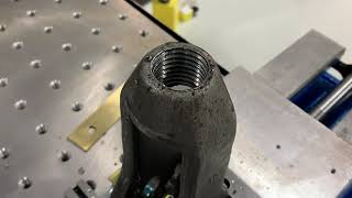 Tapping a Steel Clevis with a FlexArm (Special Fixturing)
