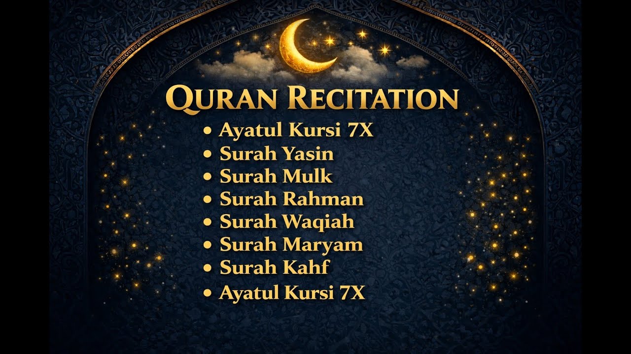 🔴 LIVE Quran Recitation | Ayatul Kursi 7x, Surah Yasin, Rahman, Mulk, Waqiah, Maryam & Kahf | Peace