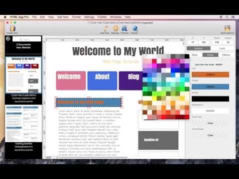 Change web design text color, shape color and background colors using HTML Egg Pro for Mac