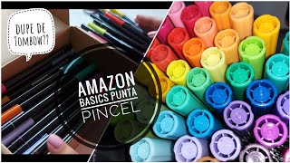 Plumones MUY similares a Tombow pero ECONÓMICOS 🤑🤑🤑 | Amazon Basics Brush Pen Review + Unboxing