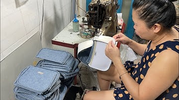 cách ráp những chiếc túi xách nhỏ xinh có gân bằng máy trụ ngang rất dễ và đẹp