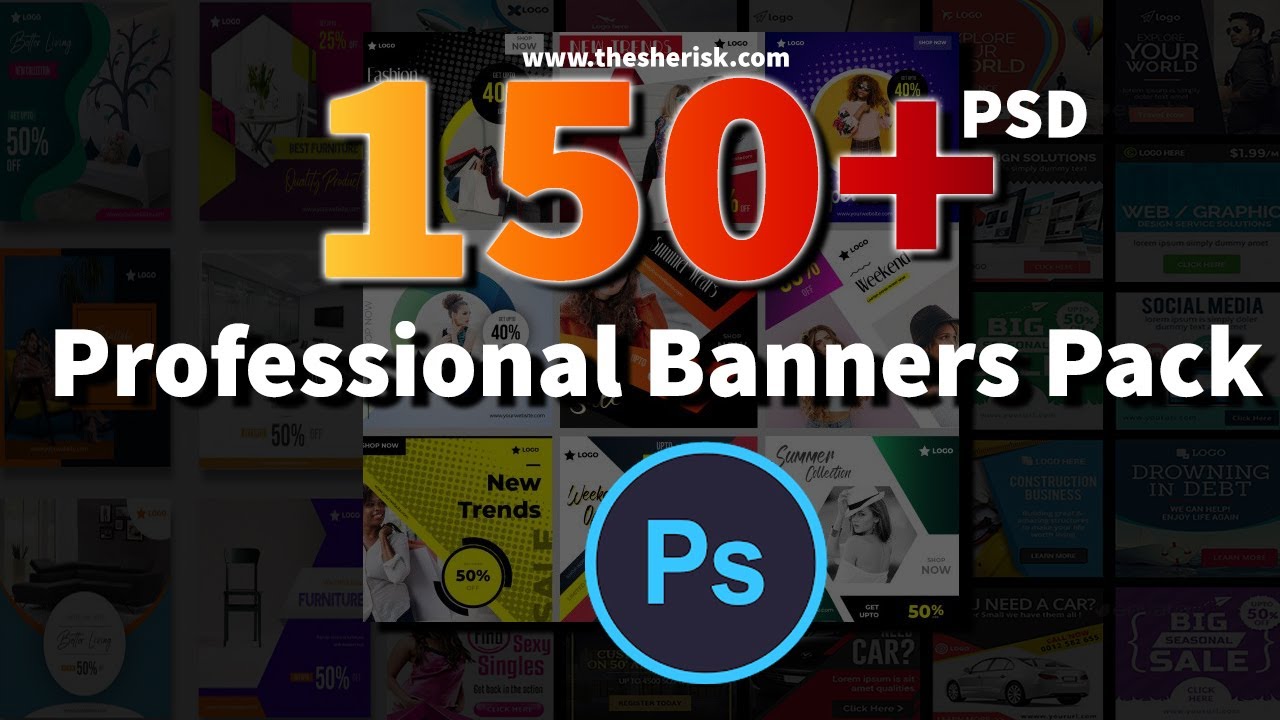 ปก a4 psd  New 2022  150+ Professional Banners Pack Download In PSD Files |English| |Photoshop Tutorial|