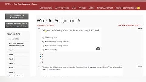 Database Management System (DBMS) – Week 5 Assignment Solutions | NPTEL 2025 