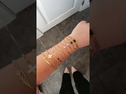 Bracelet Cross, Angel Wing, and CZ Connectors, 7 PVD Stainless Steel Options