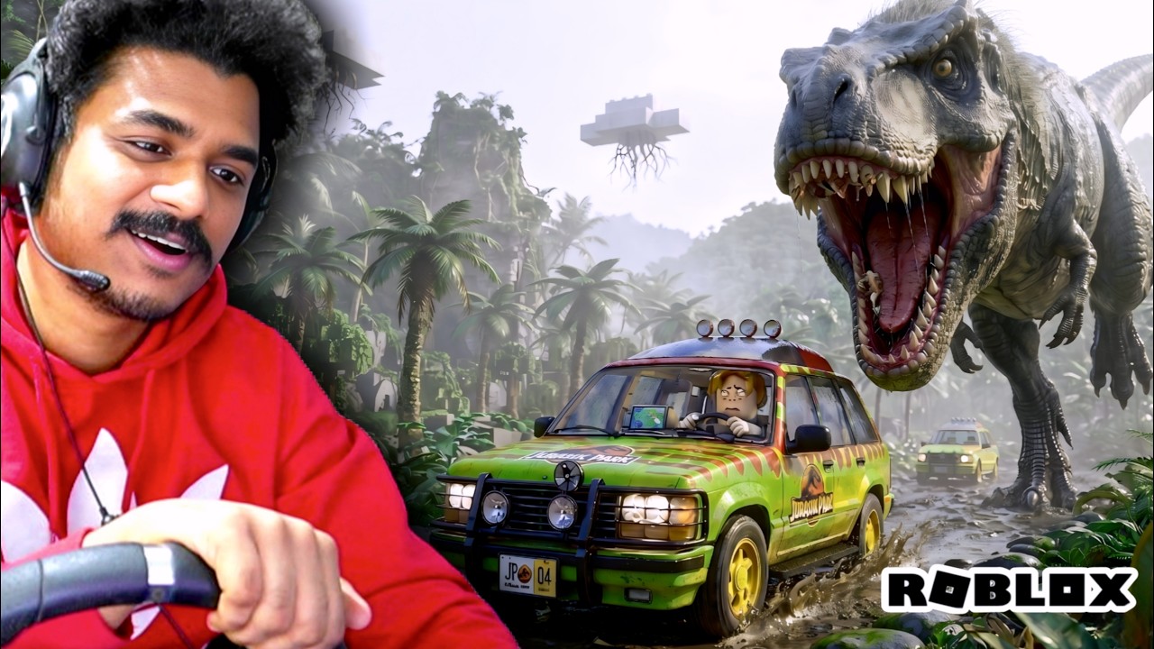 Escape the DINOSAUR ISLAND on our 1000HP Truck in Roblox 🥵