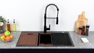 Scratch-Proof Super Drain Meet Your Dream Black Kitchen Sink 59S Demo