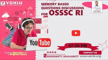 18th MARCH || ENGLISH || OSSSC RI MEMORY BASED QUESTION DISCUSSION BY VANIK BEST FACULTY#vanik