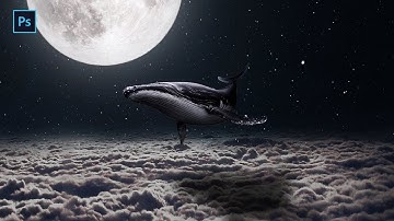 Easiest fantasy manipulation photoshop | blue whale | cloud | sky | speed art | photoshop tutorial
