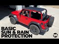 Basic Sun Shade and Rain Protection for a Jeep JL Wrangler - Rugged Ridge Savanah Brief Top Bikini