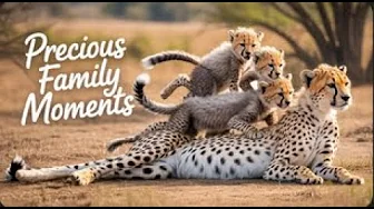 Cheetah Mom’s Tender Moment With Her 4 New Playful Cubs