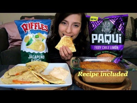 chips-&-bean-dip-recipe-+-vegetarian-quesadilla-mukbang