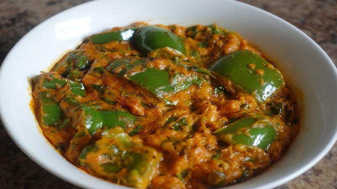 Masala Bell Pepper Curry (Hydrabadi Cuisine), vegan and gluten free Recipe by Manjula - Desi Cooking Recipes