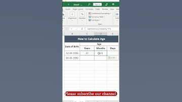 Calculate Age in Excel | Age calculate in years from date of birth| Age Calculator 🎂 # shorts