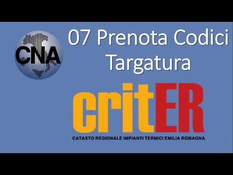 07 CRITER - Prenota Codici Targatura