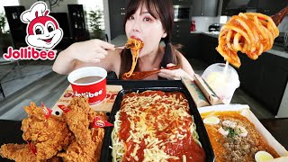 JOLLIBEE FILIPINO FAST FOOD MUKBANG 먹방 (Fried Chicken, Spaghetti, Pancit, HaloHalo, Peach Mango Pie)