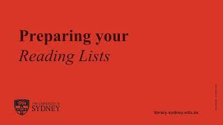 Preparing your Reading Lists